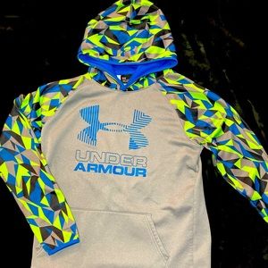 Abstract green and blue under armor hoodie